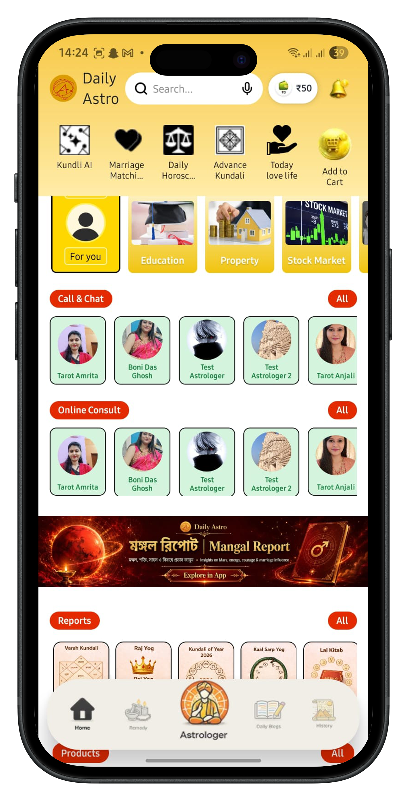 Daily Astro app mockup